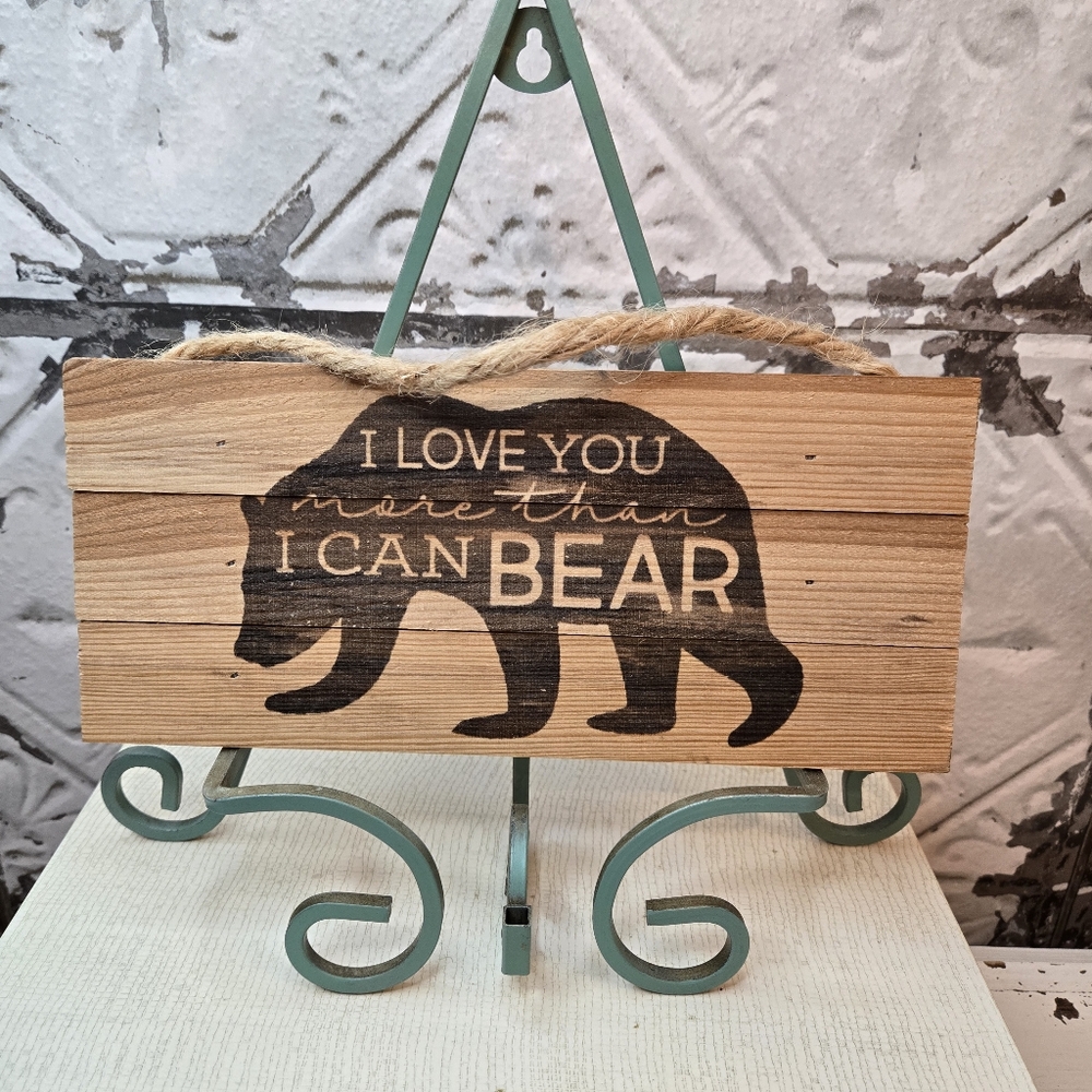 P. Graham Dunn Love You More Than I Bear Rustic Brown Bear Wall Wood Decor